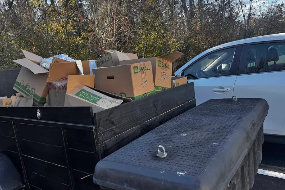 Loaded hauling trailer ready for junk removal